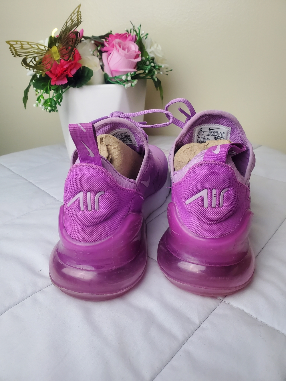 Nike Air Max 270 Women's Athletic Sneakers - Purple Size 4Y - Picture 5 of 7